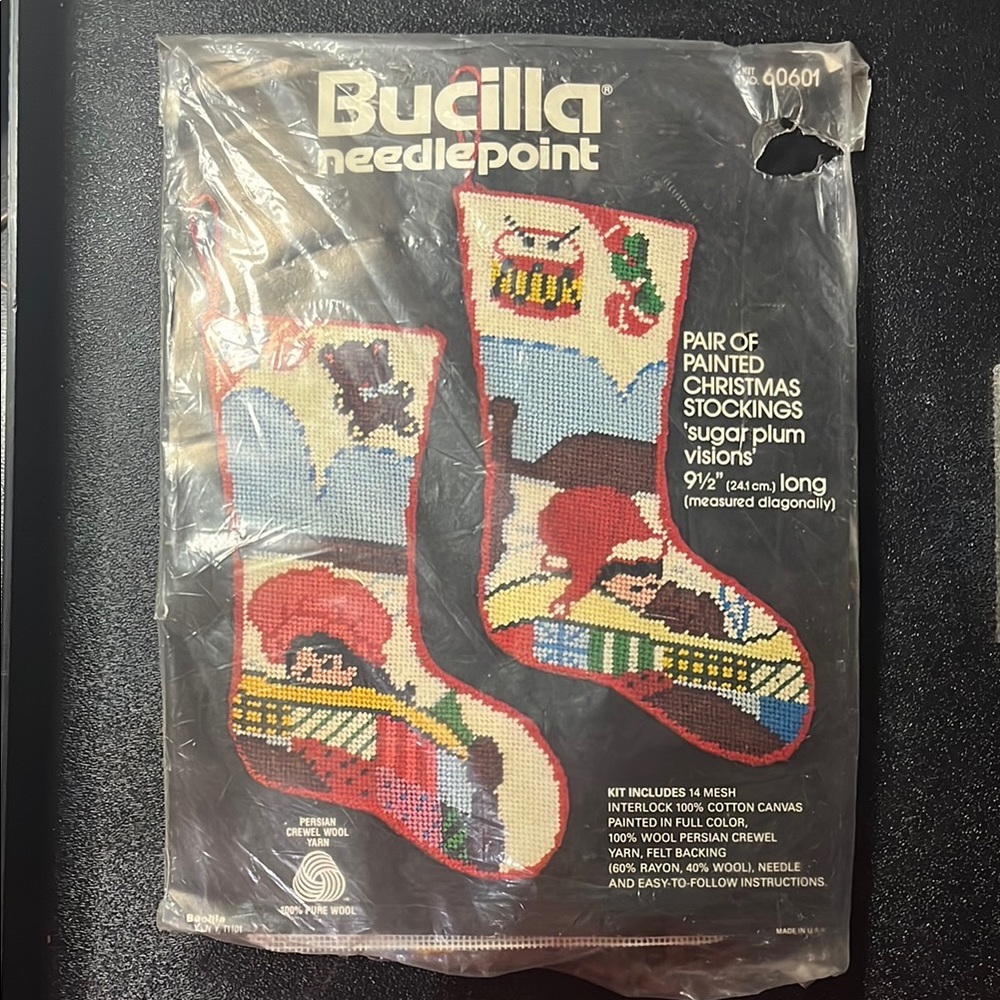 Bucilla Needlepoint Stocking Kit with Red and Green Accents